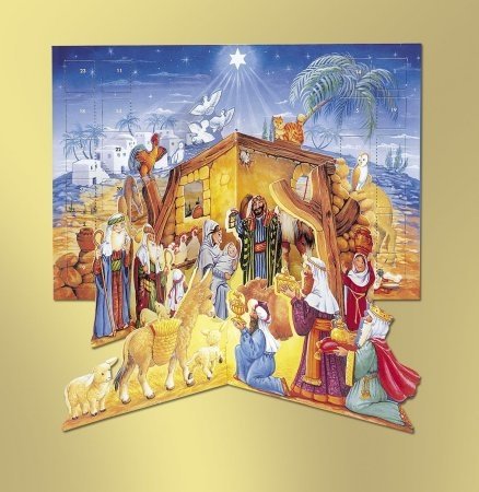 The Virgin Mary Religious Painting Advent Calendar 3 D fold out Advent calendar size when open 538mm x 245mm x 90mm